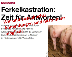 Fachtagung Ferkelkastration: 08.10.2019